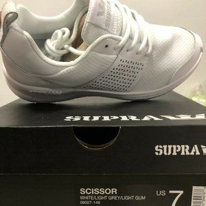 NWB Supra Scissor Grey White Lace Up shoe running